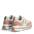 Damenschuhe LIU JO Maxi Wonder 20 Plateau-Sneaker in Wildleder-Lurex und Crackle Tan-Farbe