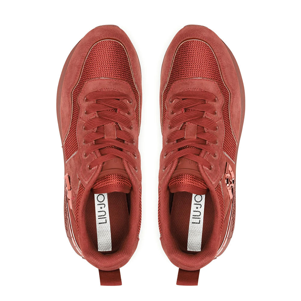 Scarpe Donna LIU JO Maxi Wonder 52 Sneakers Platform in Suede e Mesh color Ruggine