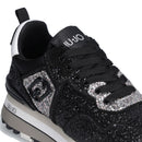 Damenschuhe LIU JO Maxi Wonder 24 Plateau-Sneaker mit Allover-Glitzer in der Farbe Schwarz