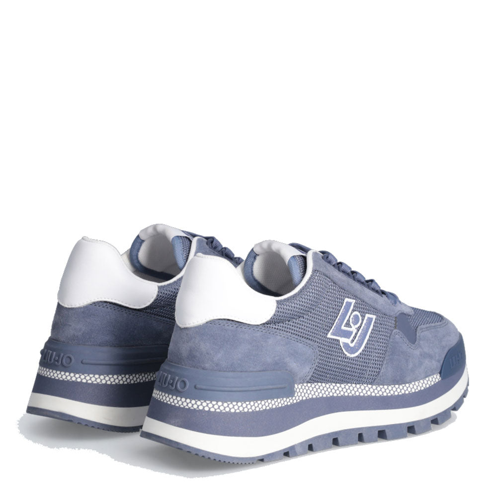 Damenschuhe LIU JO Amazing 16 Plateau-Sneaker in Wildleder und leuchtendem Mesh-Blau