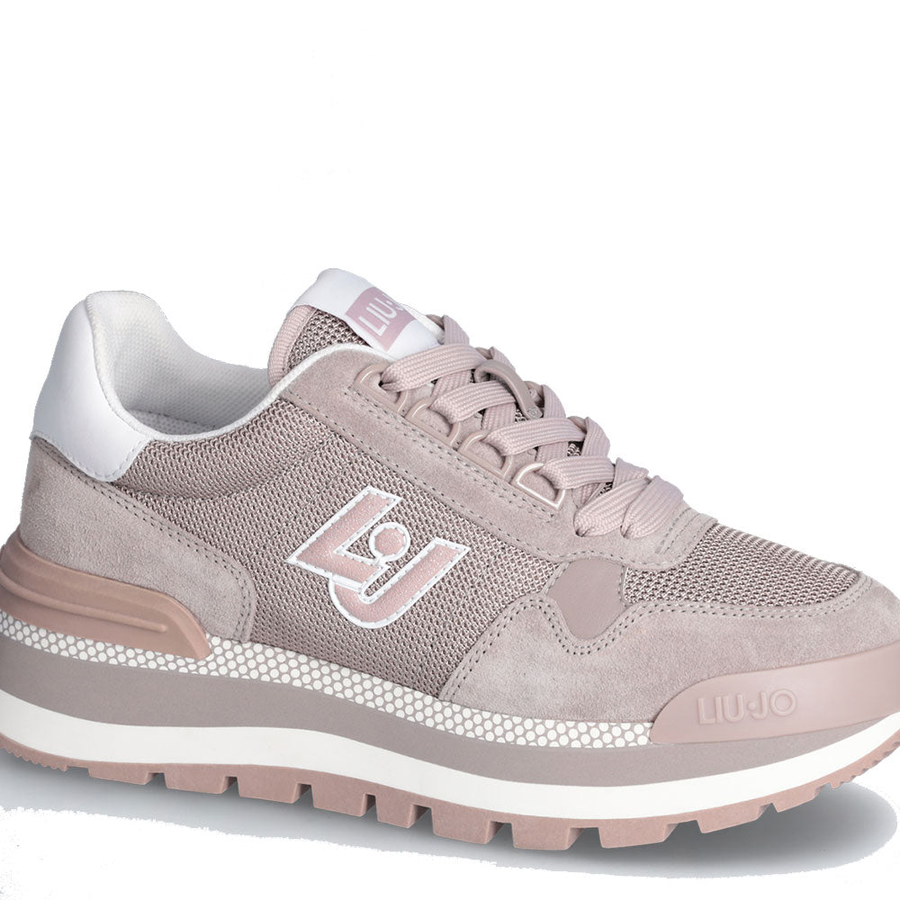 Damenschuhe LIU JO Amazing 16 Plateau-Sneaker aus Wildleder und hellem Mesh in der Farbe Mauve