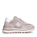 Damenschuhe LIU JO Amazing 16 Plateau-Sneaker aus Wildleder und hellem Mesh in der Farbe Mauve