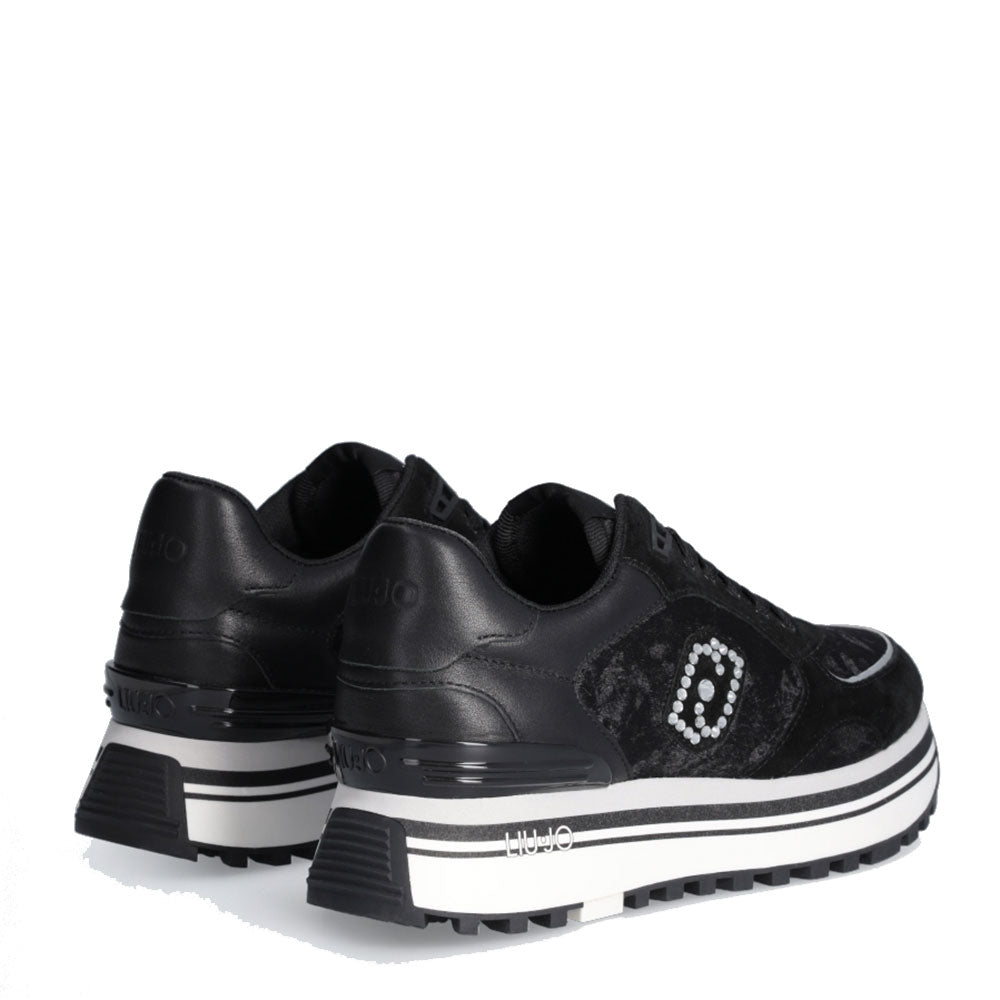 Scarpe Donna LIU JO Maxi Wonder 61 Sneakers Platform in Velluto Suede e Pelle colore Nero