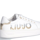 Damenschuhe LIU JO Kylie 22 Plateau-Sneaker aus weißem Leder mit Maxi-Pailletten-Logo