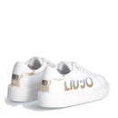 Damenschuhe LIU JO Kylie 22 Plateau-Sneaker aus weißem Leder mit Maxi-Pailletten-Logo