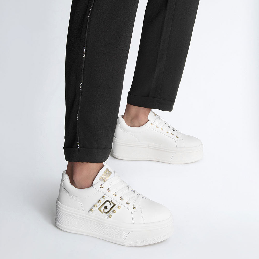 Scarpe Donna LIU JO Selma 04 Sneakers Platform in Pelle Bianca con