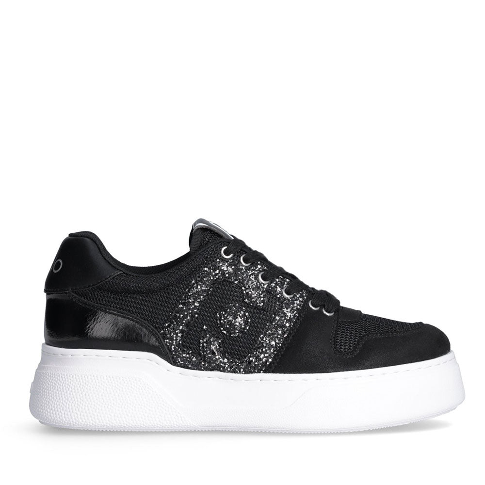 Scarpe Donna LIU JO Sneakers Tami 10 in Brighty Mesh con Maxi Logo Glitter Black