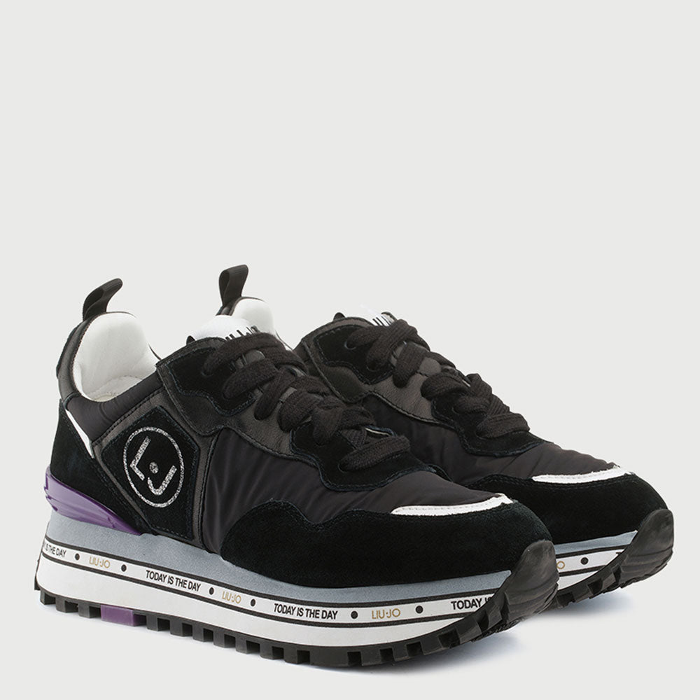 Scarpe Donna LIU JO Sneakers Platform in Suede e Nylon Black
