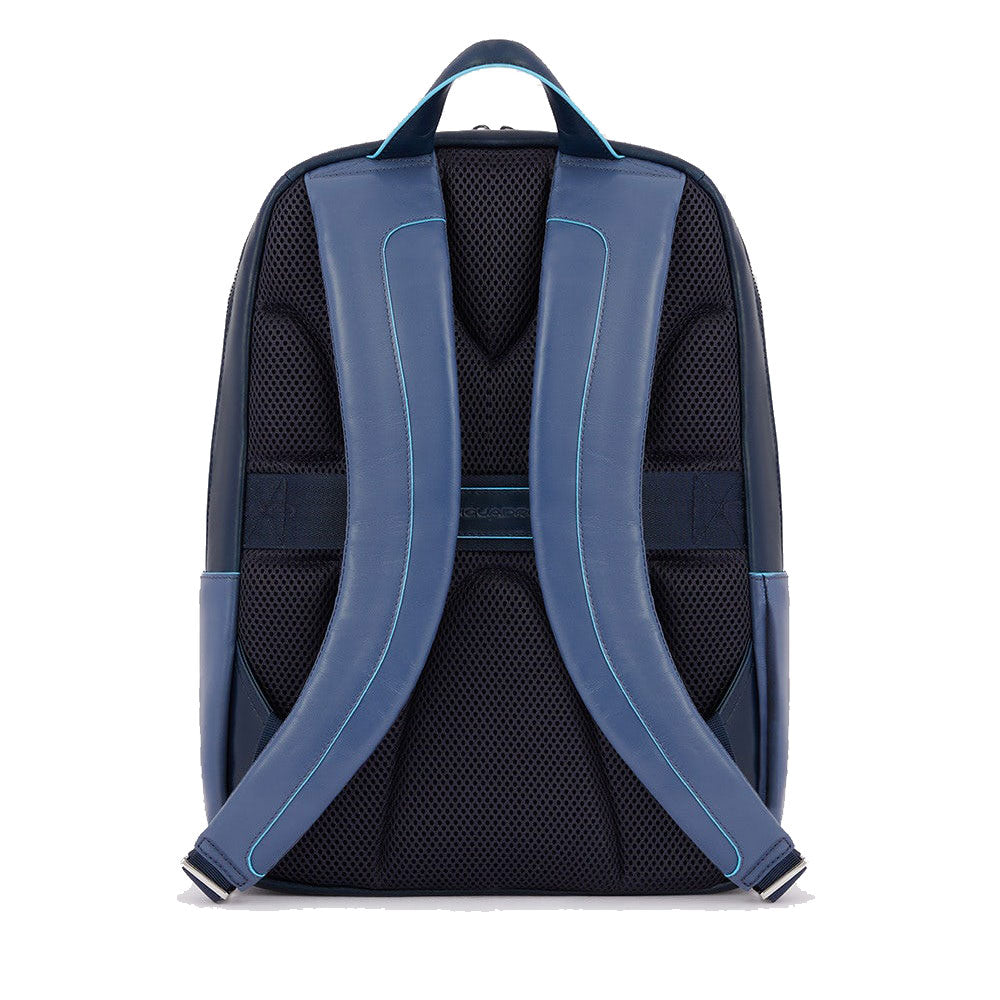 PIQUADRO 14" Laptop-Rucksack Blue Square Line aus blauem Leder - Blau - CA3214B2