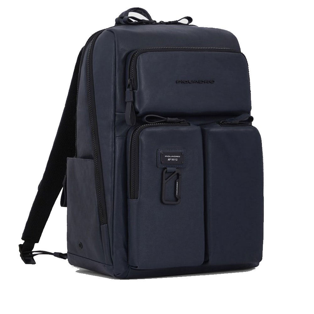 PIQUADRO Rucksack für 15" PC und iPad aus blauem Leder Harper Line - CA3349AP