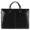 Cartella Sottile PIQUADRO con Porta Pc 15" Espandibile in Pelle Nera Linea Blue Square - CA4021B2