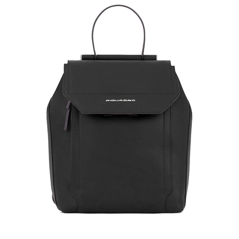 PIQUADRO Damen-Rucksack für iPad aus schwarzem Leder, Circle Line – CA4579W92