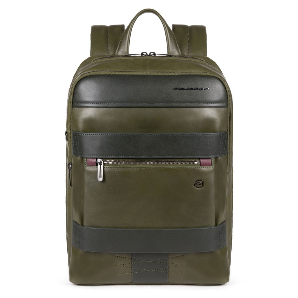 PIQUADRO 14" Laptop-Rucksack - Obidos-Linie aus grünem Leder CA5555W110