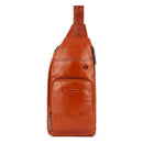 PIQUADRO iPad Mini-Umhängetasche Blue Square-Linie aus hellbraunem Leder - CA5577B2V