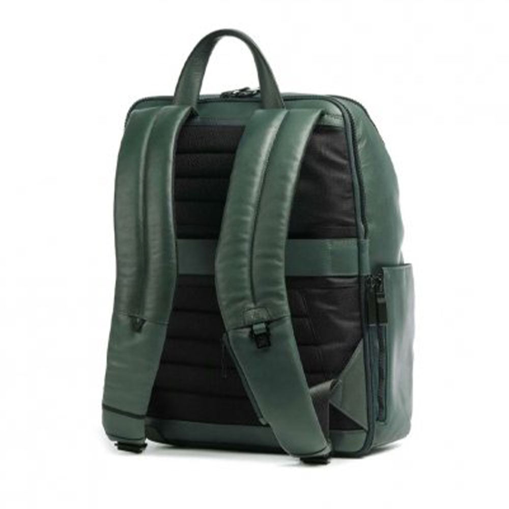 Erweiterbarer PIQUADRO-Rucksack mit 14-Zoll-PC-Halterung aus grünem Leder der Aye-Linie – CA5988W119