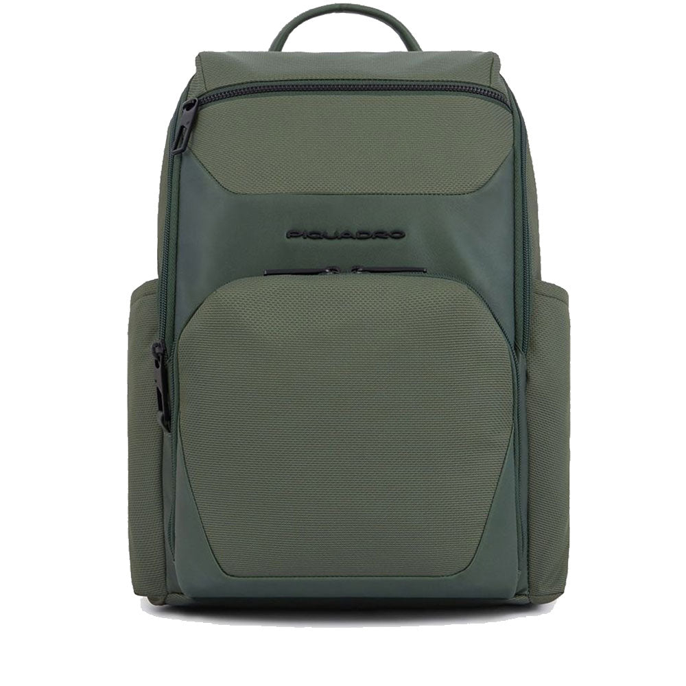 PIQUADRO 13,3-Zoll-Laptop-Rucksack aus recyceltem Nylon der Gio-Linie, grüne Farbe – CA6013S124