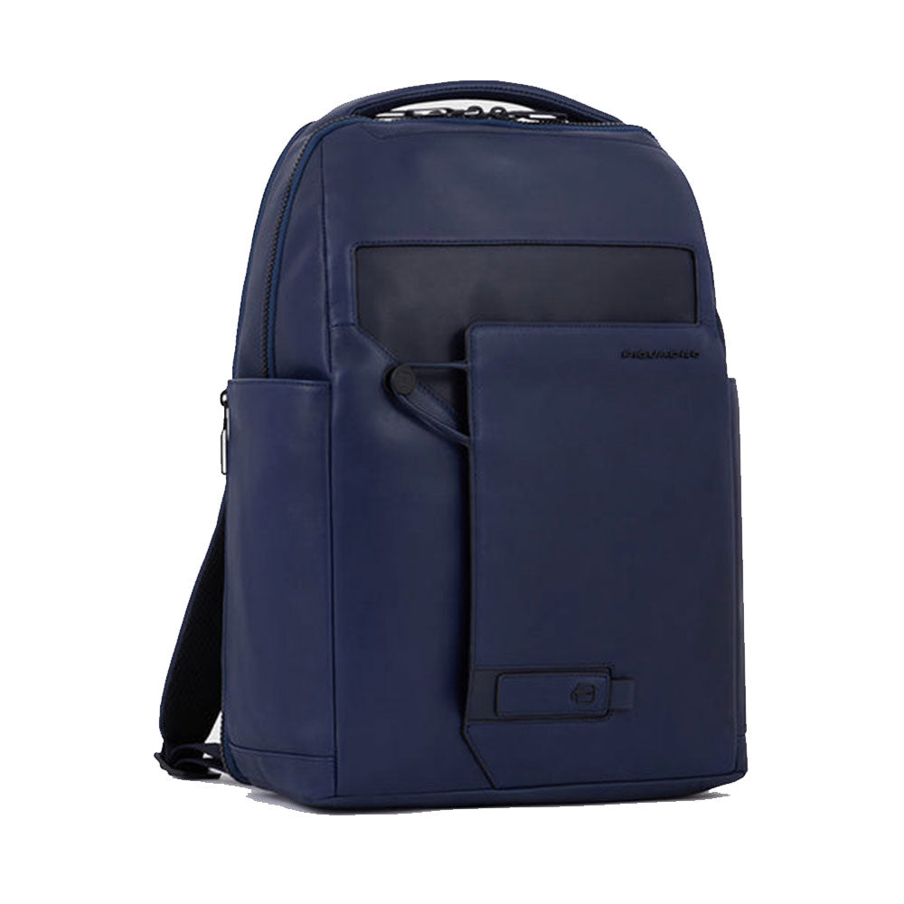 PIQUADRO Rucksack für 15,6-Zoll-PC aus blauem Leder der Aye-Linie – CA6206W119