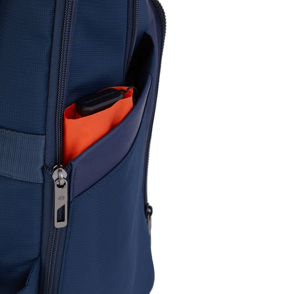 PIQUADRO Herrenrucksack mit 15,6-Zoll-PC-Halterung aus blauem Stoff und Leder – CA6220W120