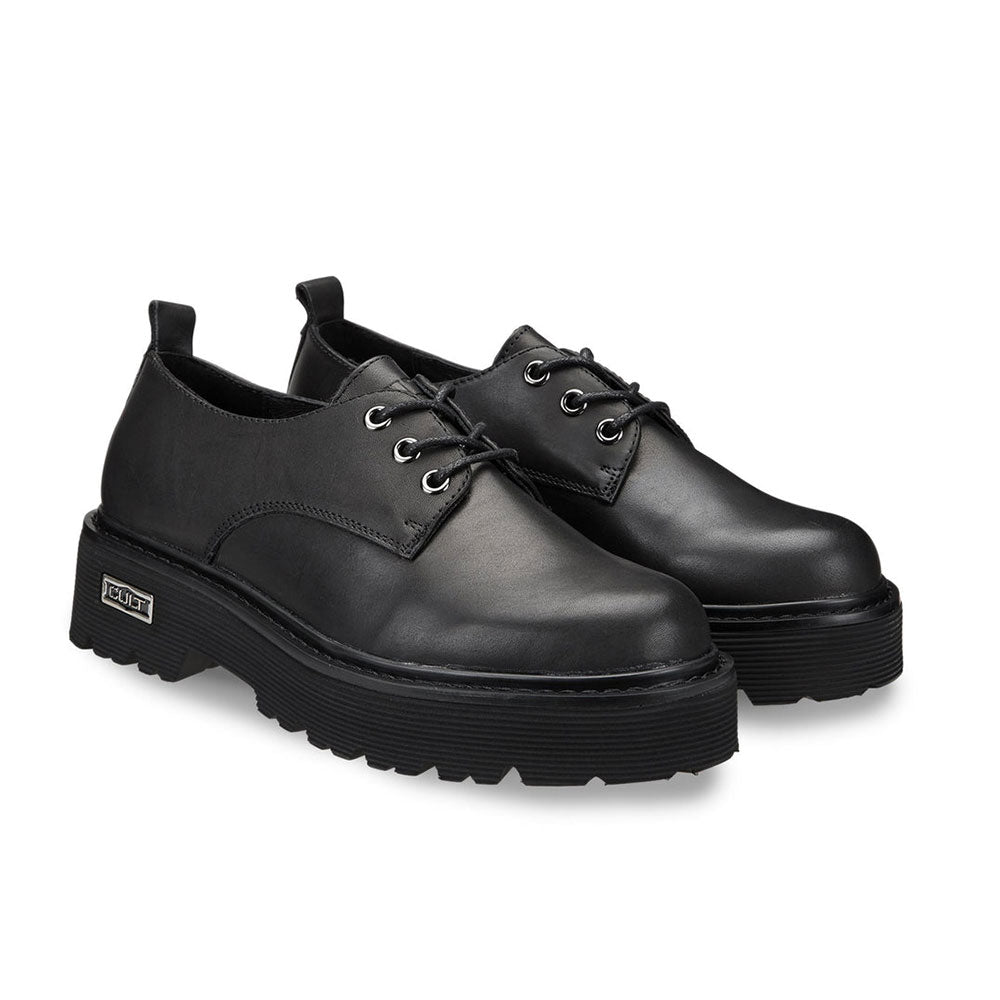 CULT Damen-Schnürschuhe Slash Line 3041 aus schwarzem Leder mit Rabatt – Cuoieriashop