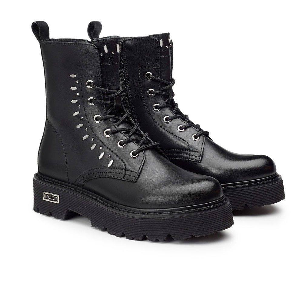 Damenschuhe CULT Slash 3906 Amphibien aus schwarzem Leder mit Nieten