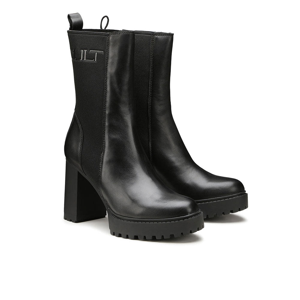 Scarpe Donna CULT Jagger 4109 Mid Stivaletti con Tacco in Pelle Nera a ...