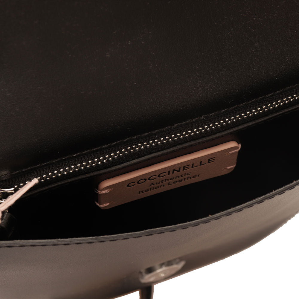 COCCINELLE Damen-Umhängetasche aus schwarzem Glattleder der Josephine-Linie