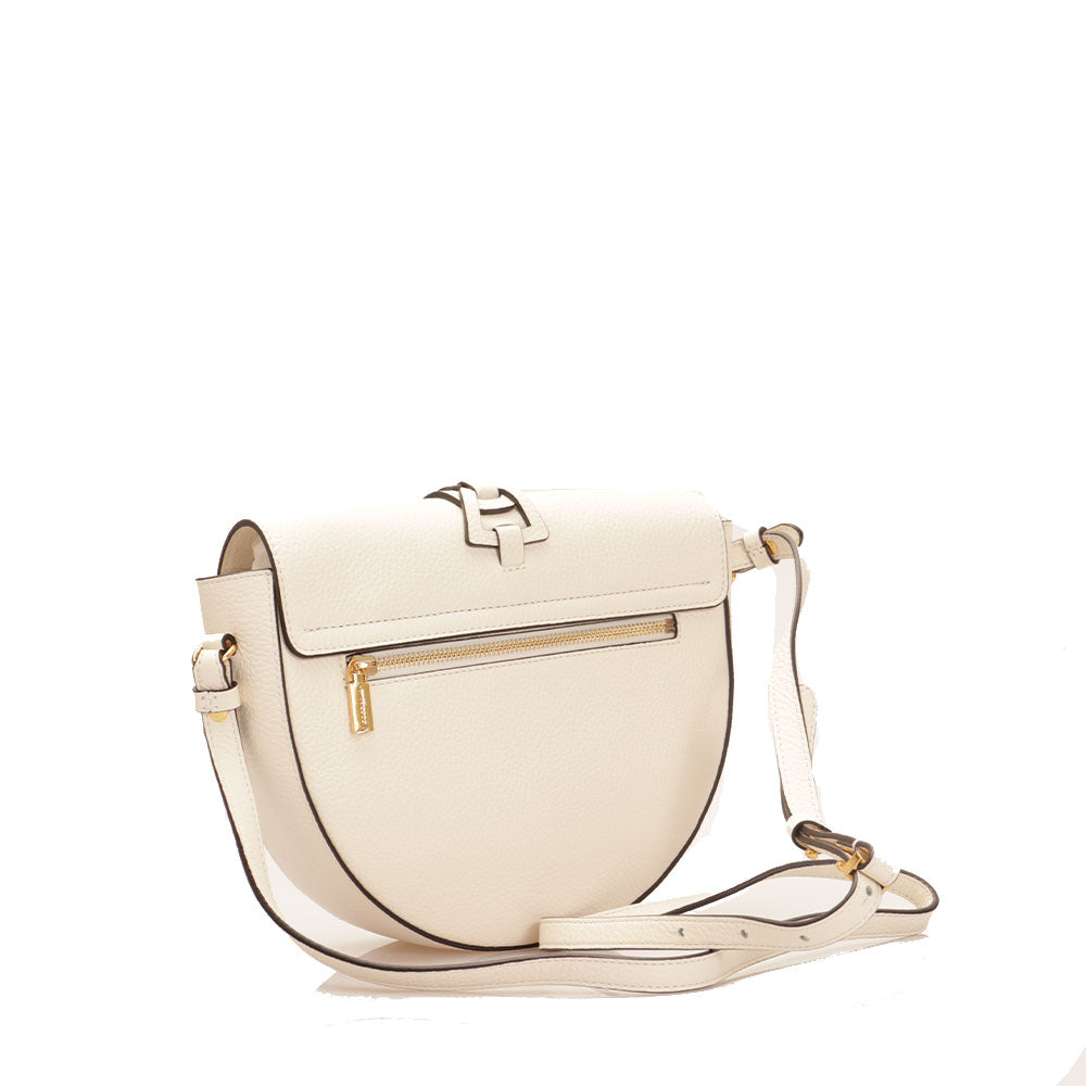 COCCINELLE Damen-Umhängetasche aus Leder der Linie Beat Intreccio, Farbe Weiß