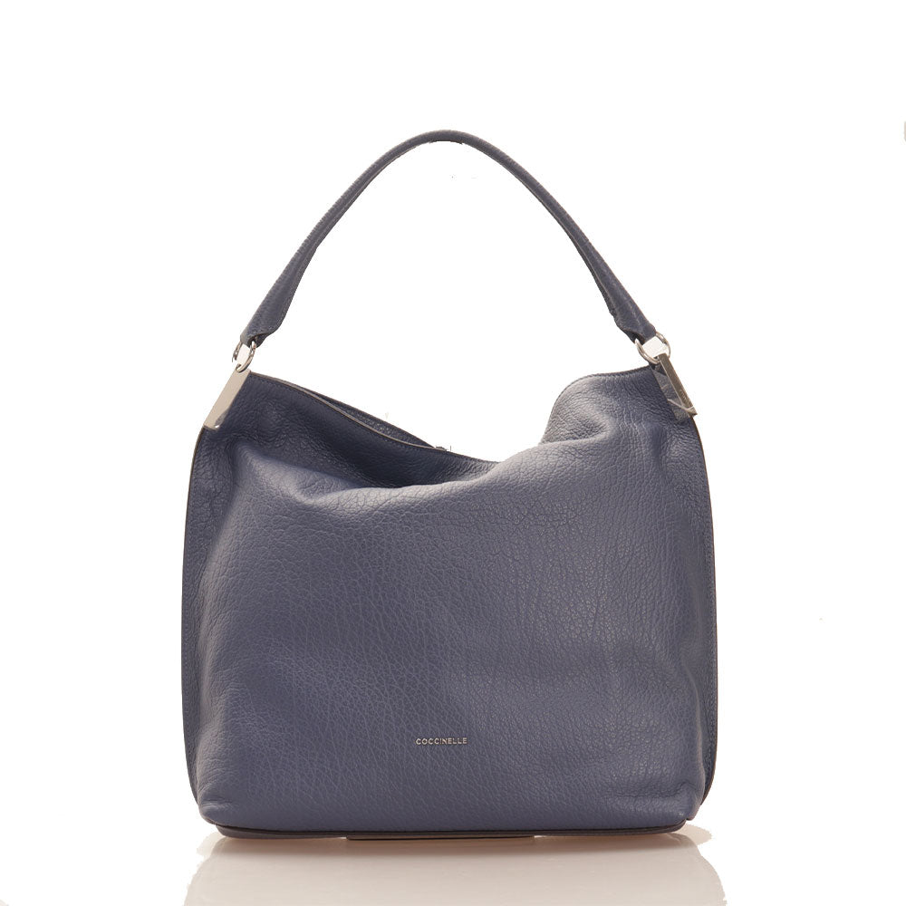 COCCINELLE Hobo-Umhängetasche für Damen aus Leder, Linie Estelle Elephant, Farbe Blaubeere