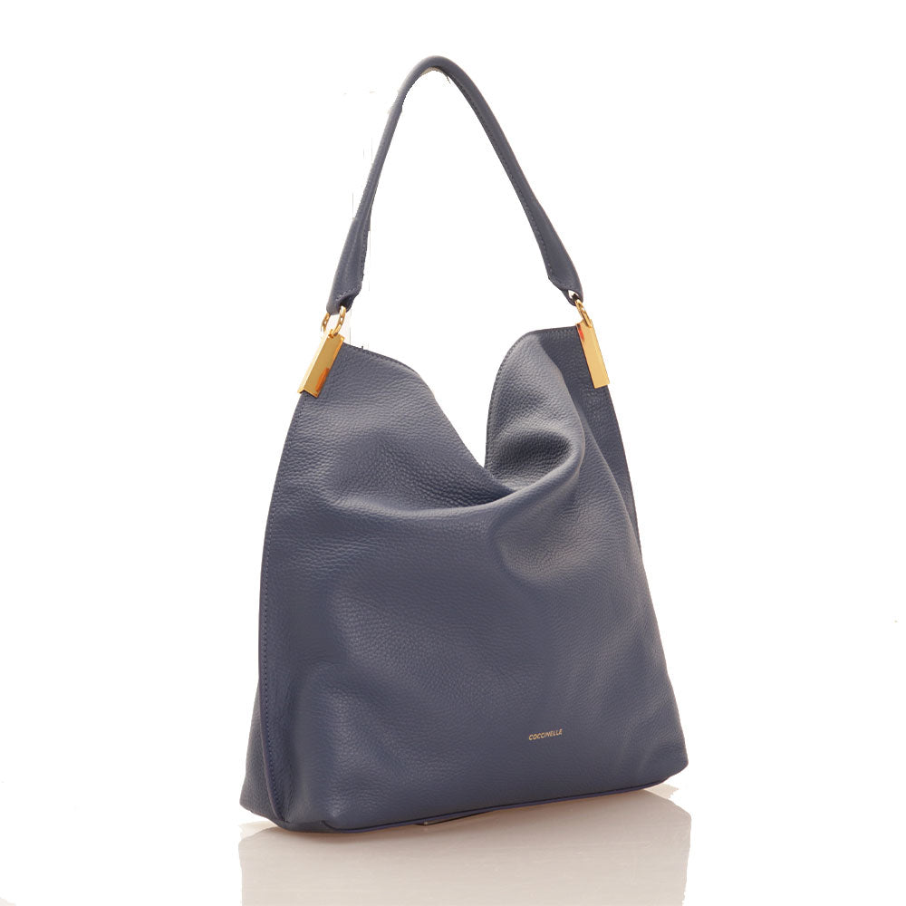 COCCINELLE Hobo-Umhängetasche für Damen aus Leder der Estelle-Linie, Farbe Blaubeere