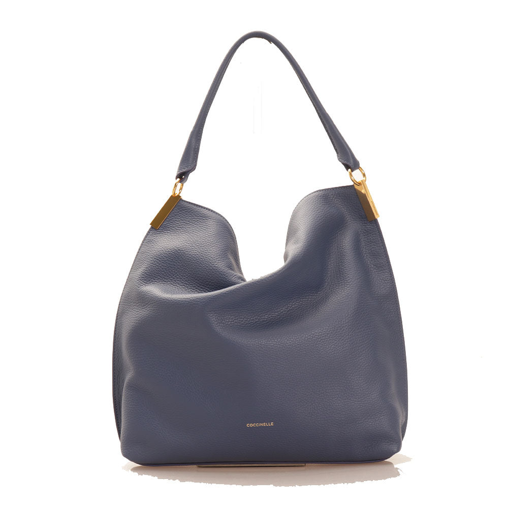 COCCINELLE Hobo-Umhängetasche für Damen aus Leder der Estelle-Linie, Farbe Blaubeere