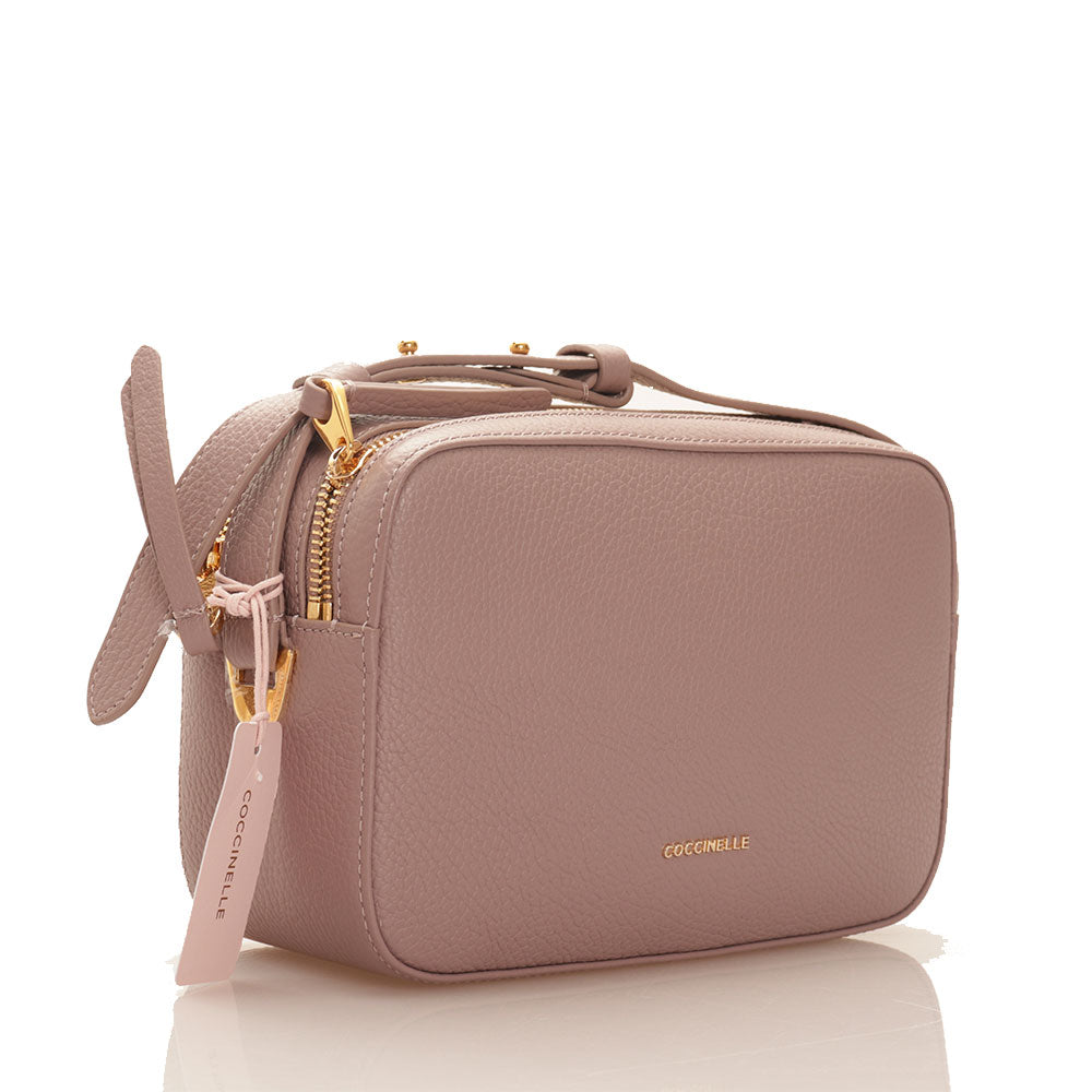 COCCINELLE Kleine Damen-Umhängetasche Lea-Linie aus anemonenfarbenem Leder