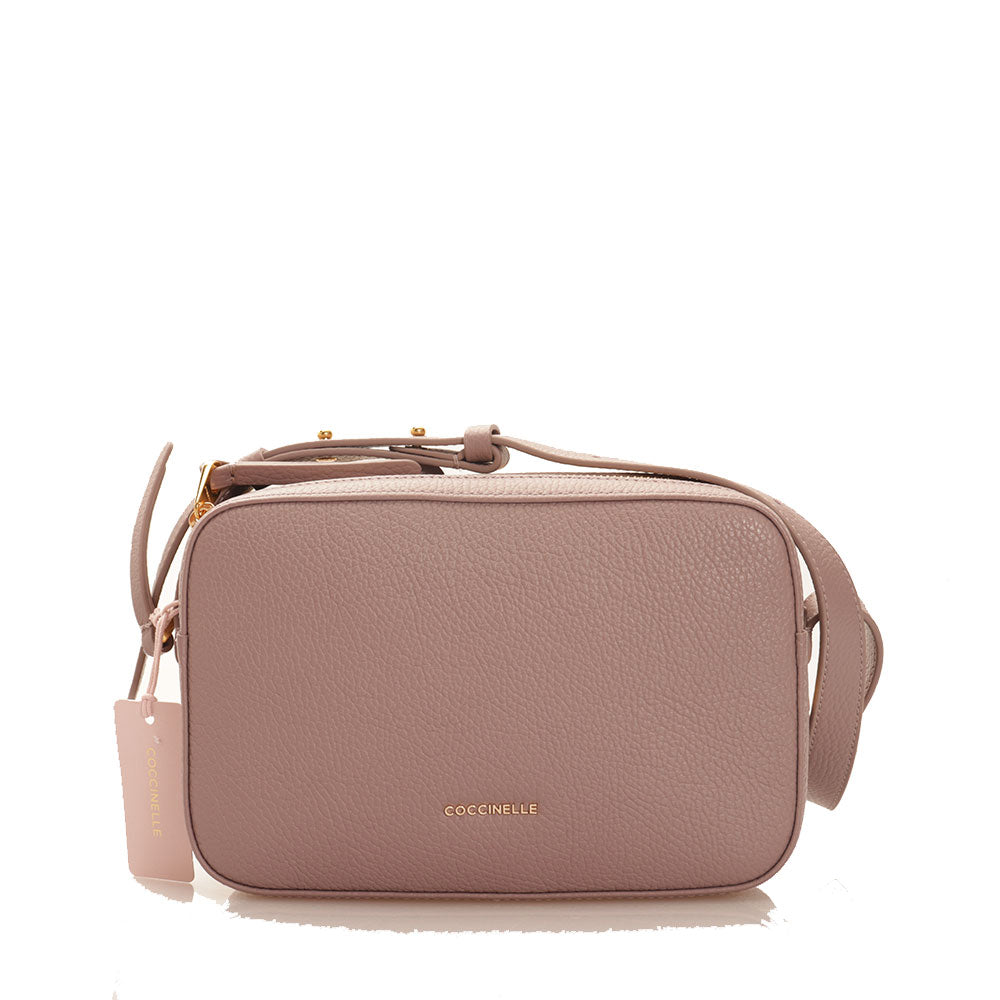 COCCINELLE Kleine Damen-Umhängetasche Lea-Linie aus anemonenfarbenem Leder