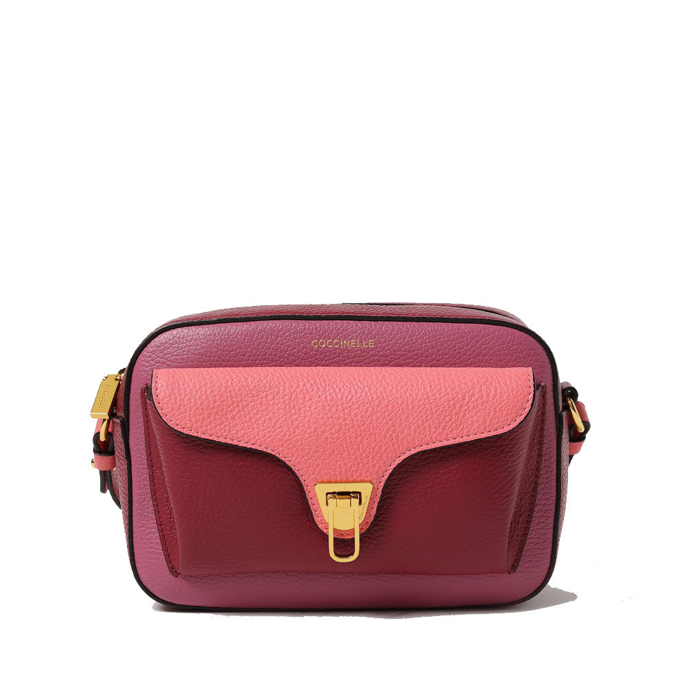 Borsa Donna a Tracolla COCCINELLE in Pelle linea Beat Tricolor Colore Multi Hyper Pink