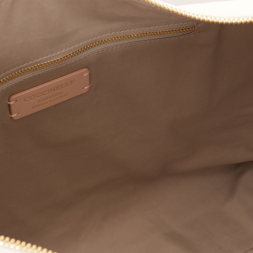 COCCINELLE Hobo-Schultertasche für Damen aus Leder, Gleen-Linie, Farbe Kokosmilch, große Größe