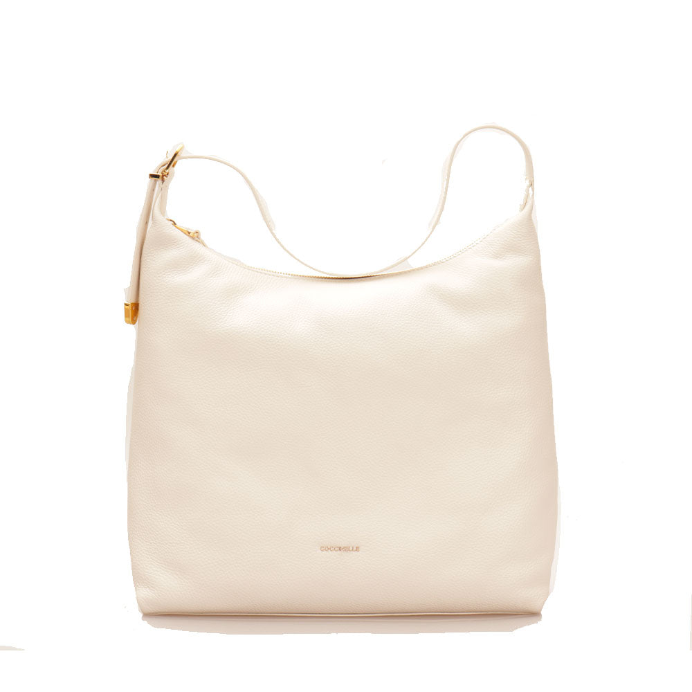 COCCINELLE Hobo-Schultertasche für Damen aus Leder, Gleen-Linie, Farbe Kokosmilch, große Größe
