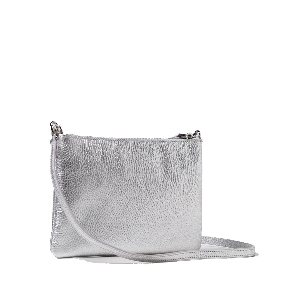 COCCINELLE Mini-Umhängetasche für Damen aus silbernem Leder der Best Line