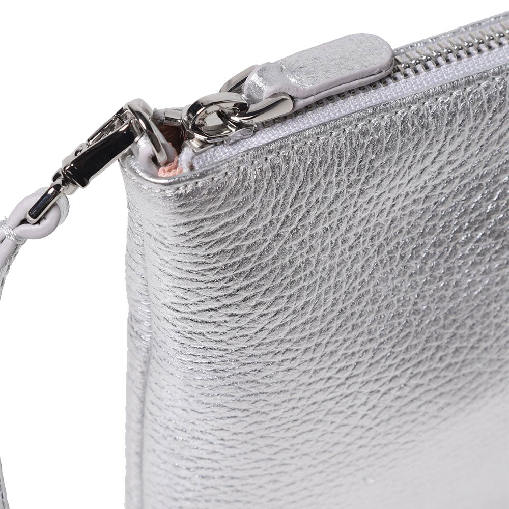 COCCINELLE Mini-Umhängetasche für Damen aus silbernem Leder der Best Line