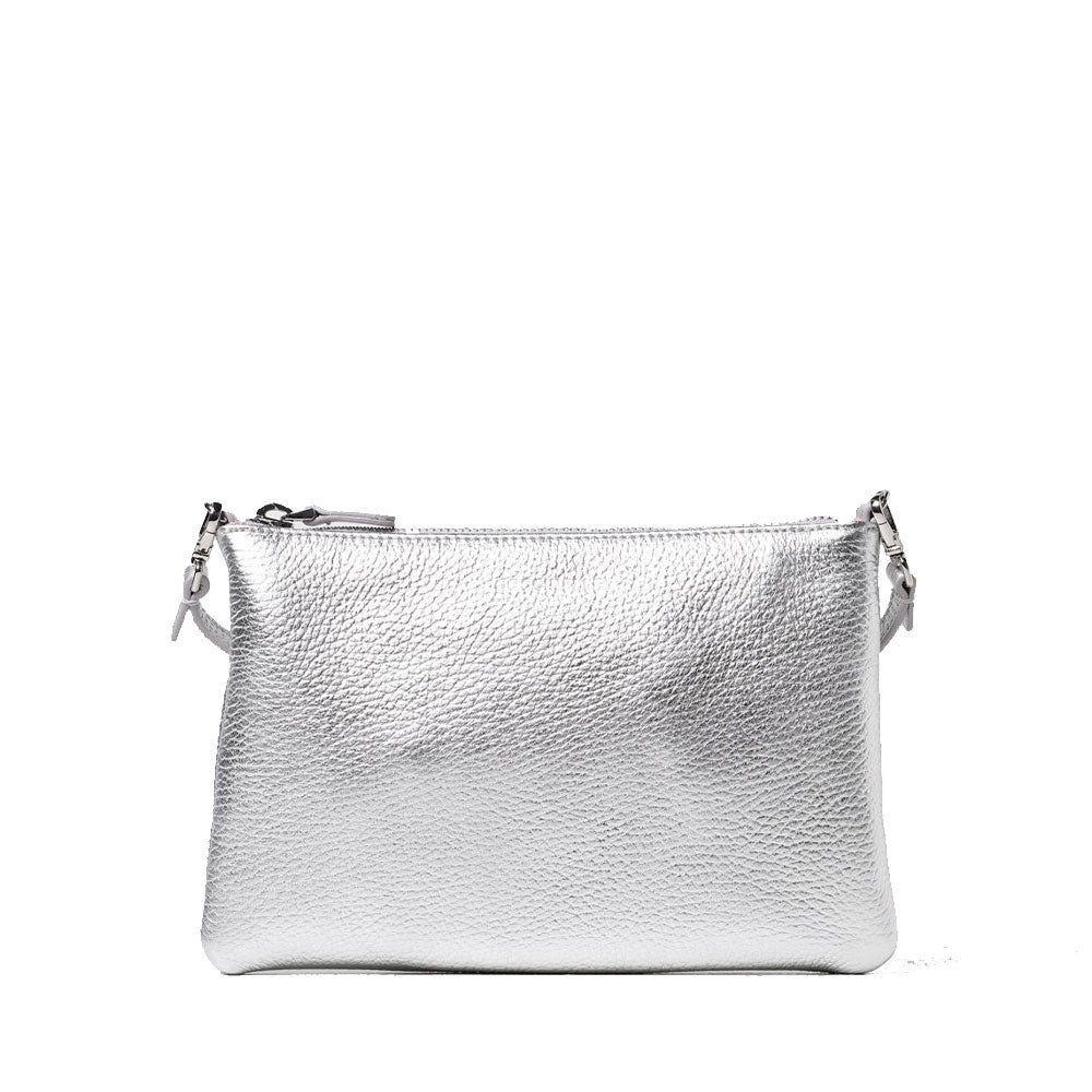 COCCINELLE Mini-Umhängetasche für Damen aus silbernem Leder der Best Line