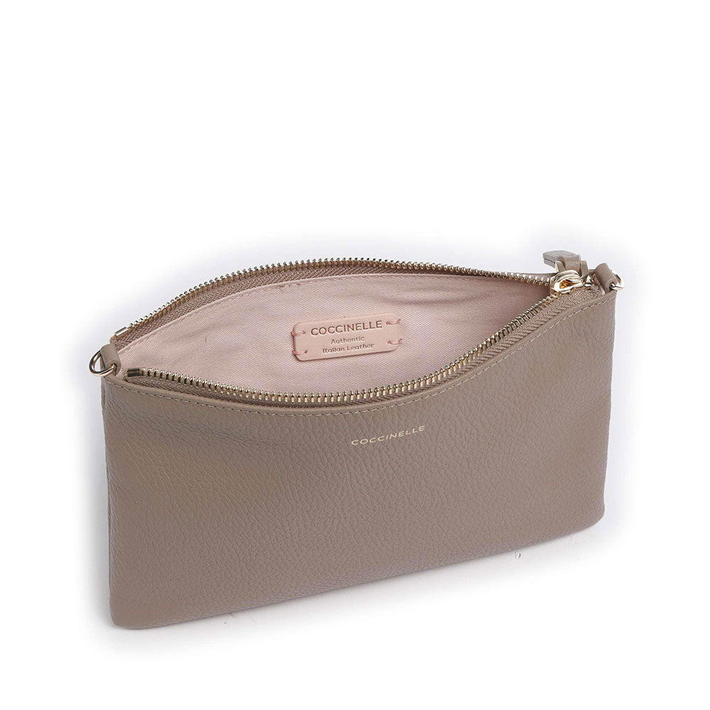 Borsa Donna a Tracolla COCCINELLE in Pelle Warm Taupe Linea Best Small