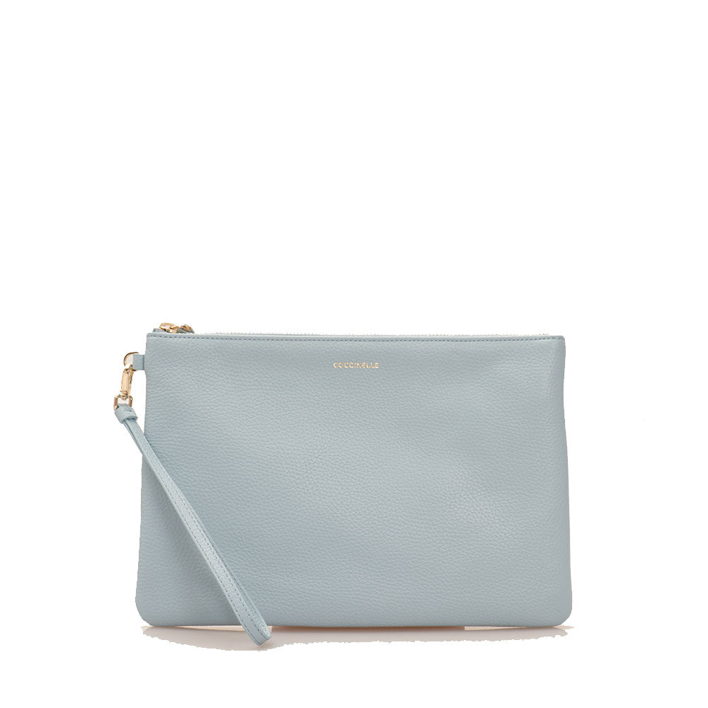 COCCINELLE Damen-Clutch aus Leder, New Best Soft Line, Farbe Aquarellblau, Größe L