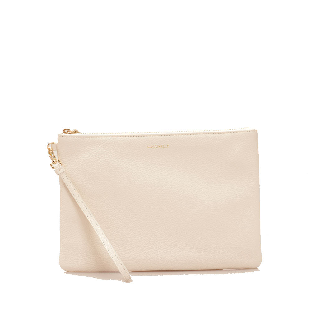 COCCINELLE Damen-Clutch aus Leder, neue beste Soft-Line-Farbe, Kokosmilch, Größe L