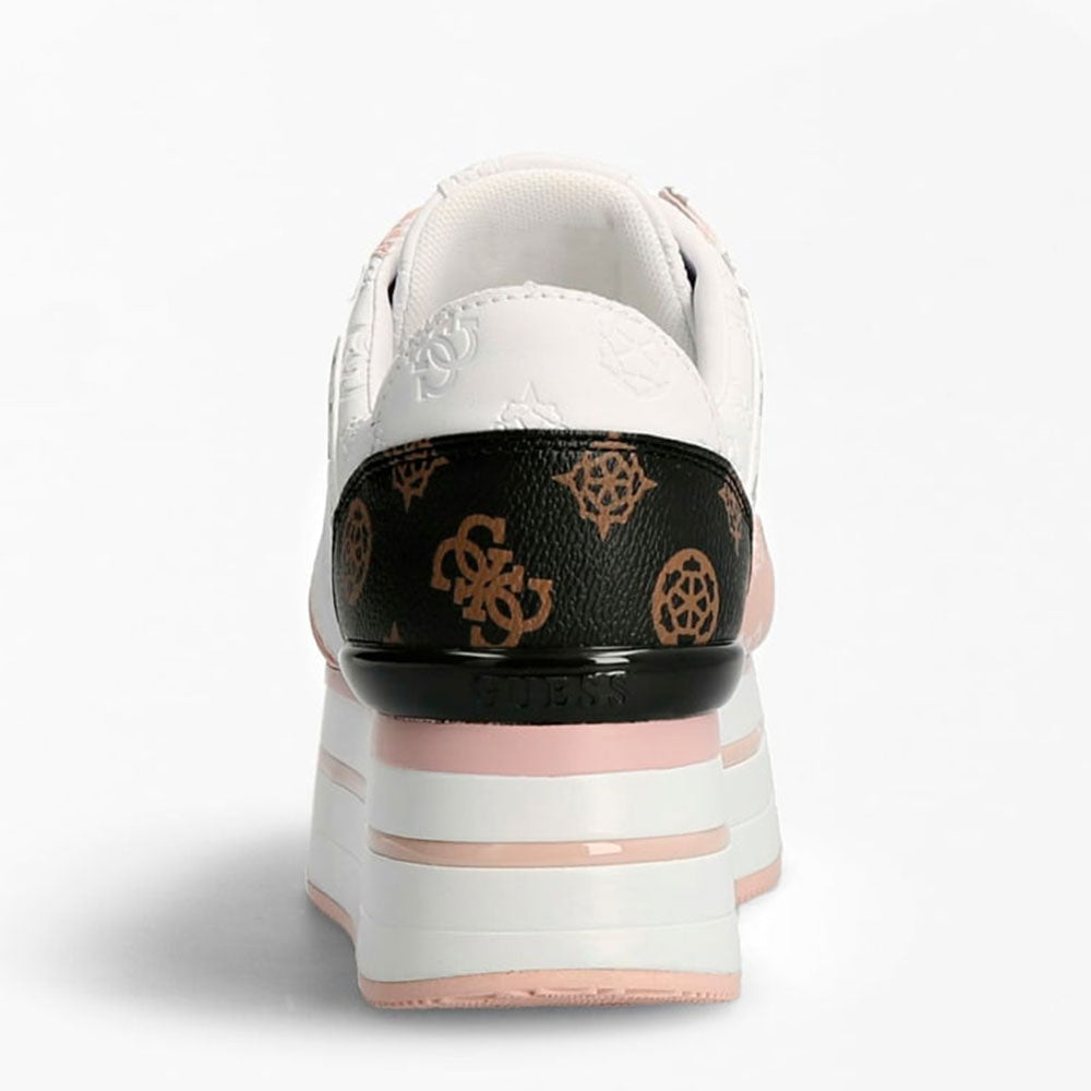 Women's White and Pink Logo Sneakers GUESS Hindle