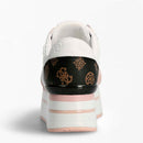 Women's White and Pink Logo Sneakers GUESS Hindle