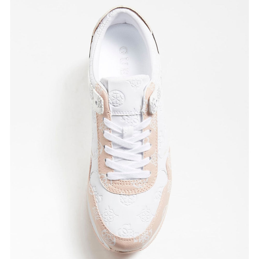 Women's White and Pink Logo Sneakers GUESS Hindle