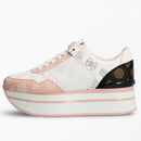 Women's White and Pink Logo Sneakers GUESS Hindle