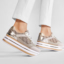 Scarpe Donna GUESS Sneakers Colore Beige - Marrone con Inserti Glitterati Linea Hansin