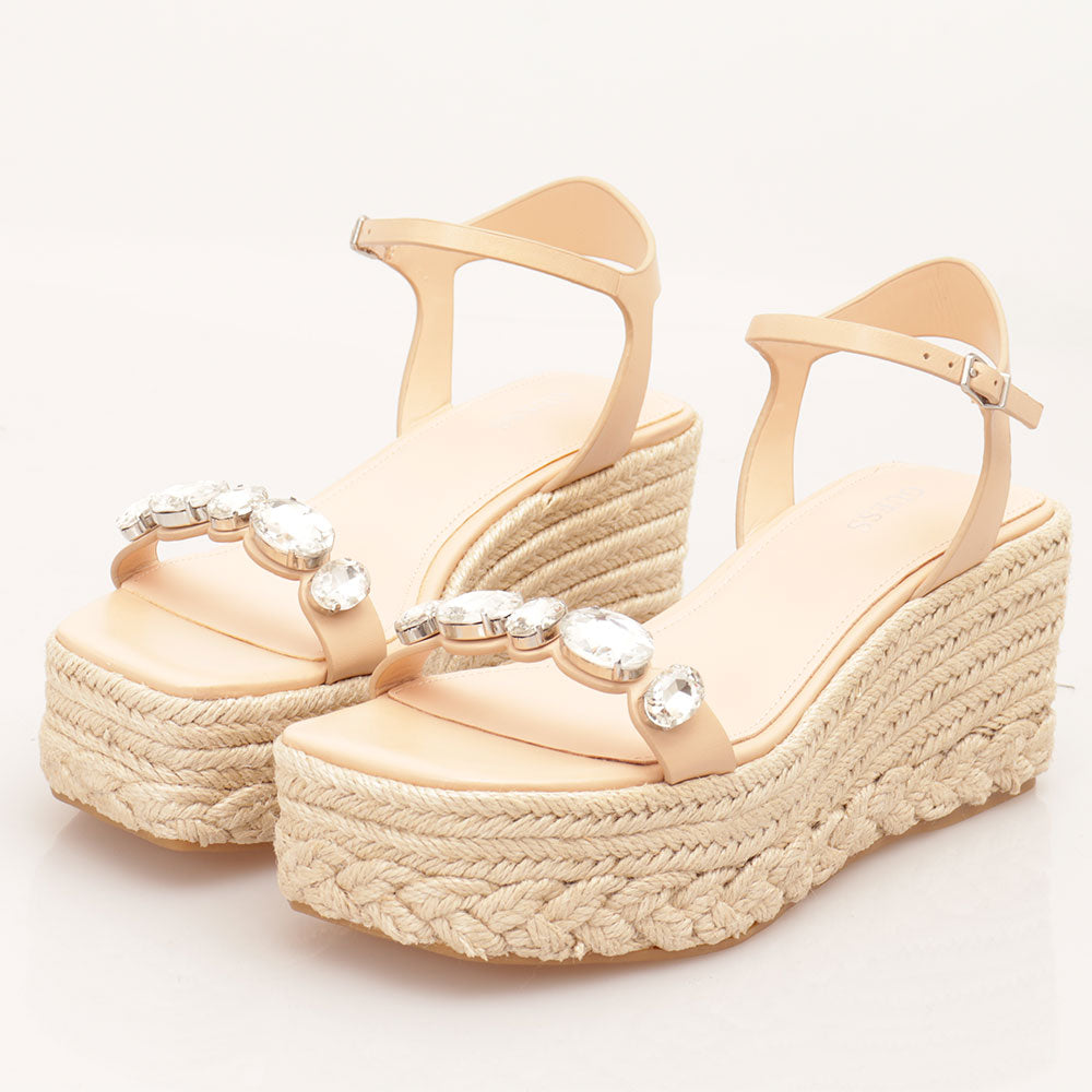 Damensandalen mit Keilabsatz GUESS Osia-Linie Farbe Creme