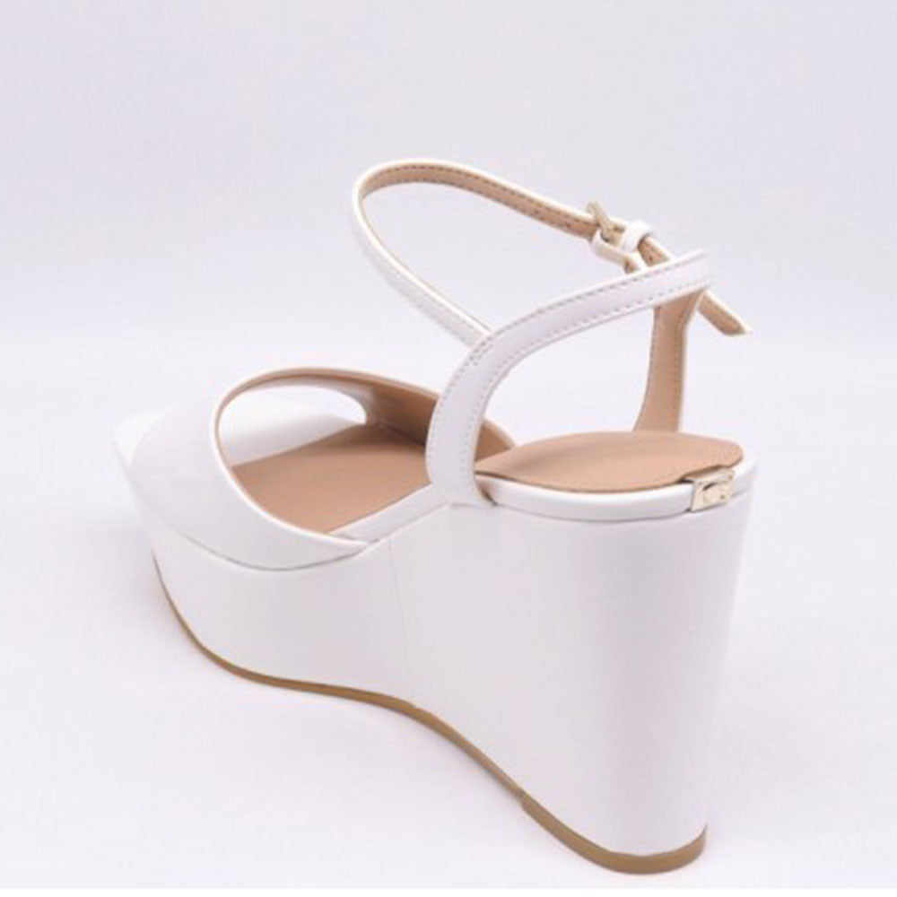 Sandali Con Zeppa GUESS Avin Donna - In Pelle Con Plateau E Cinghie Reggitallo Con Logo