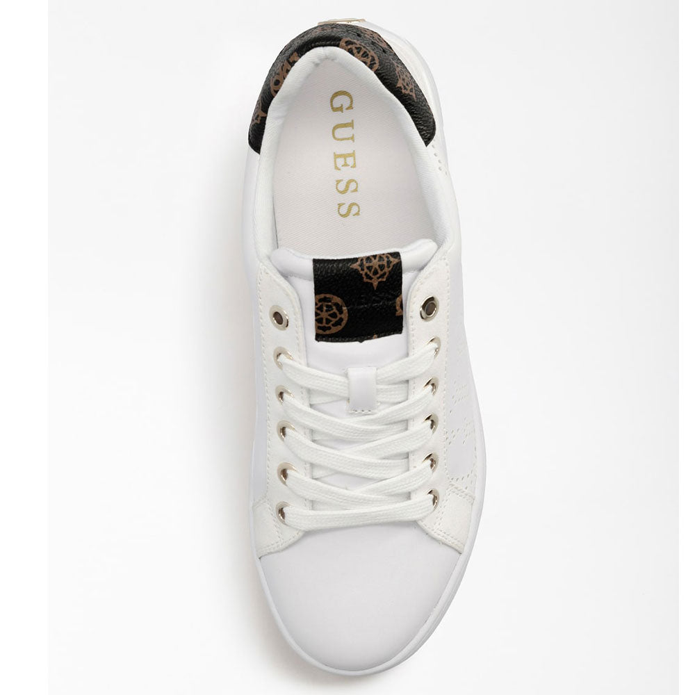 GUESS Damenschuhe Ledersneaker Roria Line Farbe Weiß - Braun