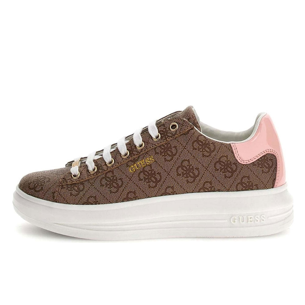 GUESS Damen-Sneaker, Farbe Beige – Braun – Rosa, Vibo-Linie